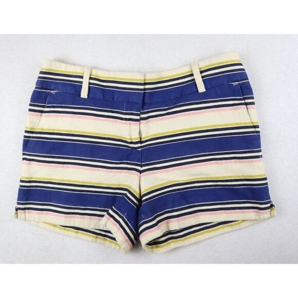 ANN TAYLOR LOFT - WOMEN'S BLUE & CREAM STRIPED RIVIERA SHORTS - SIZE 0 - Picture 1 of 5